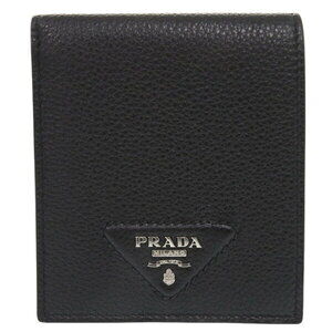 Prada Vitello Dino Leather Black Bifold Wallet Coin Pocket
